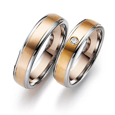 Обручальные кольца на заказ комбинированные с бриллиантами (Вес пары: 12 гр.)