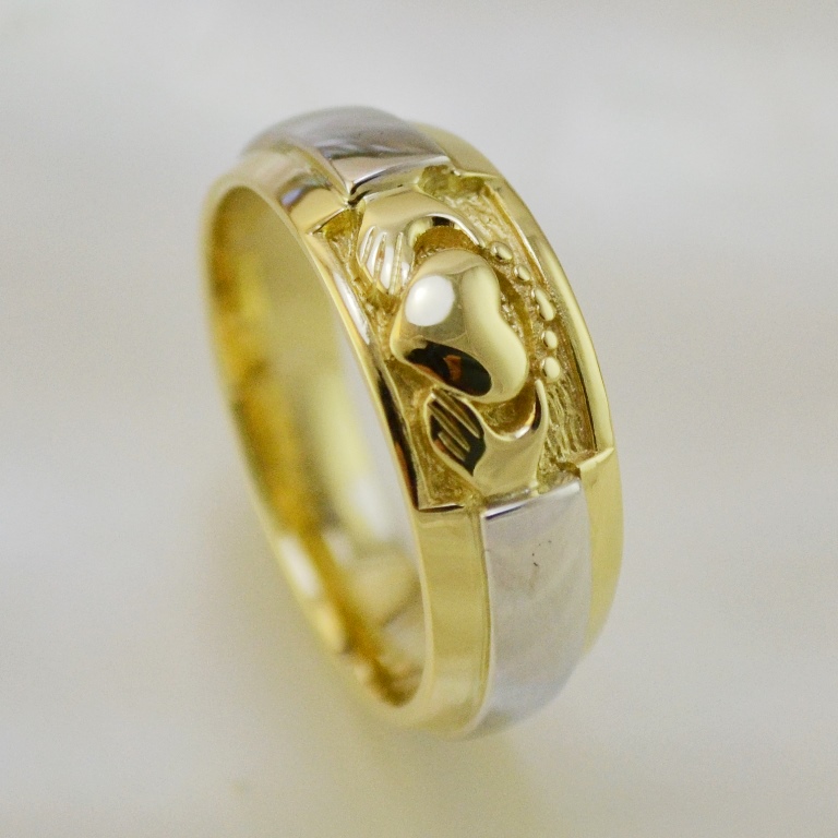 Кладдахское кольцо из золота двухцветное на заказ (Вес: 9 гр.)