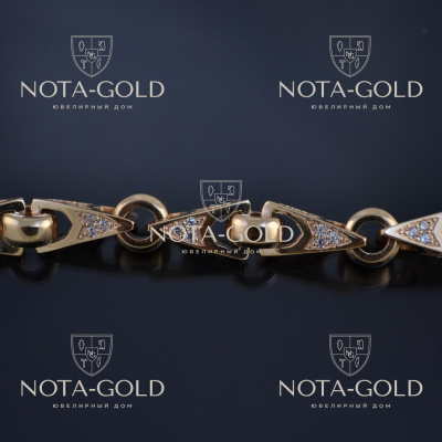 Золотая цепочка эксклюзивное плетение Адмирал с бриллиантами на заказ (Вес 70 гр.)