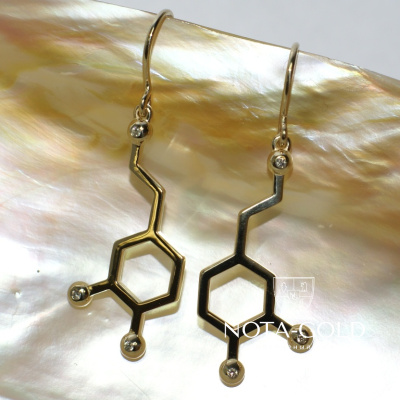 Серьги в виде молекулы из золота на заказ  (Вес: 4 гр.)