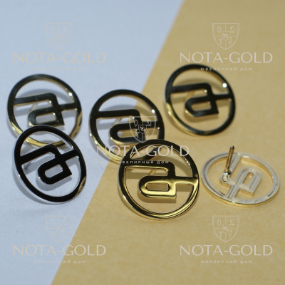 Значки из желтого золота 585 пробы и серебра 925 пробы в виде логотипа для Компании
