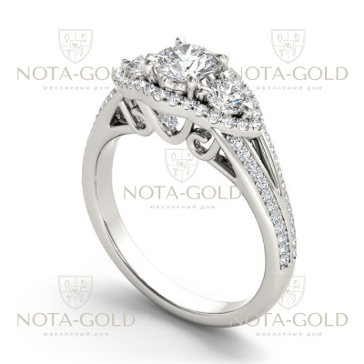 Помолвочное кольцо из белого золота с бриллиантами 2,87 карат (Вес: 6 гр.)