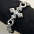 Брутальный мужской браслет с крестом и большими звеньями из серебра с чернением (Вес 80 гр.)
