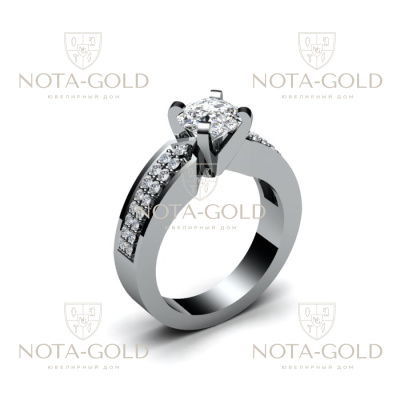 Помолвочное кольцо прямоугольного профиля с бриллиантами 1,14 карат (Вес: 8 гр.)