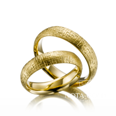 Необычные фактурные обручальные кольца  на заказ (Вес пары:11 гр.)