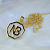 Кулон подвеска с инициалами NB из жёлтого золота с  янтарём (Вес: 11 гр.)