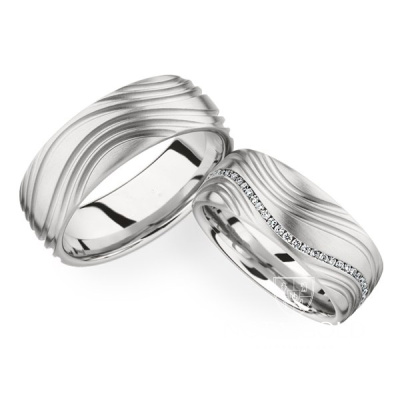 Обручальные кольца из серебра / белого золота на заказ в растительном стиле i691 (Вес пары: 13 гр.)