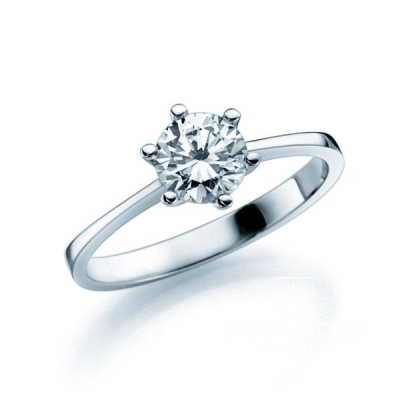 Помолвочное кольцо из белого золота с бриллиантом в 1.0 карат с прямой шинкой (Вес: 2,5 гр.)
