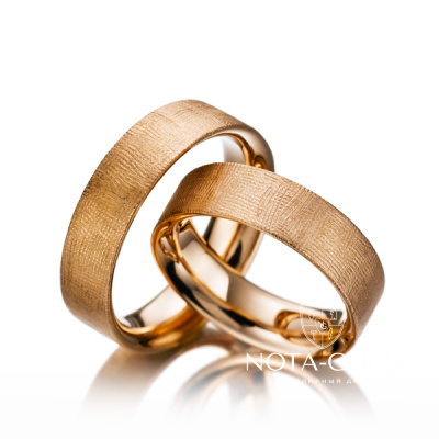 Фактурные плоские обручальные кольца  в необычном исполнении на заказ (Вес пары: 16 гр.)