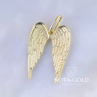 Золотая подвеска Крылья из жёлтого золота на заказ (Вес: 5 гр.)