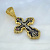 Серебряный мужской православный крест с золочением и чернением вставки рубины (Вес: 19 гр.)