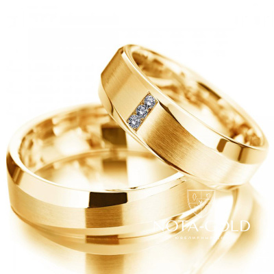 Разно фактурные обручальные кольца матовые с бриллиантами на заказ (Вес пары: 16 гр.)