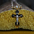 Нательный крест из красного и белого золота с чернением на заказ (Вес: 13 гр.)