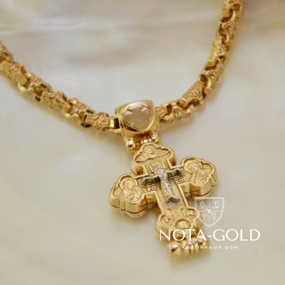 Мужской нательный крест православный из красного золота открывающийся (Вес: 18 гр.)