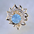 Крупное женское кольцо солнце из золота с топазом и бриллиантами (Вес: 14,5 гр.)