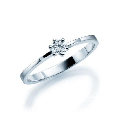 Женское кольцо из белого золота с бриллиантом 0,15 карата с прямая шинка (Вес: 2,5 гр.)