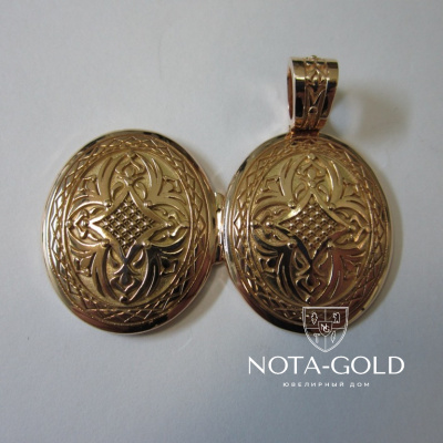 Медальон из золота открывающийся с фотографиями внутри на заказ (Вес: 20 гр.)