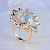 Крупное женское кольцо солнце из золота с топазом и бриллиантами (Вес: 14,5 гр.)