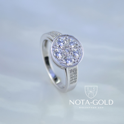 Женское кольцо из белого золота с бриллиантами заказчика (Вес: 5 гр.)
