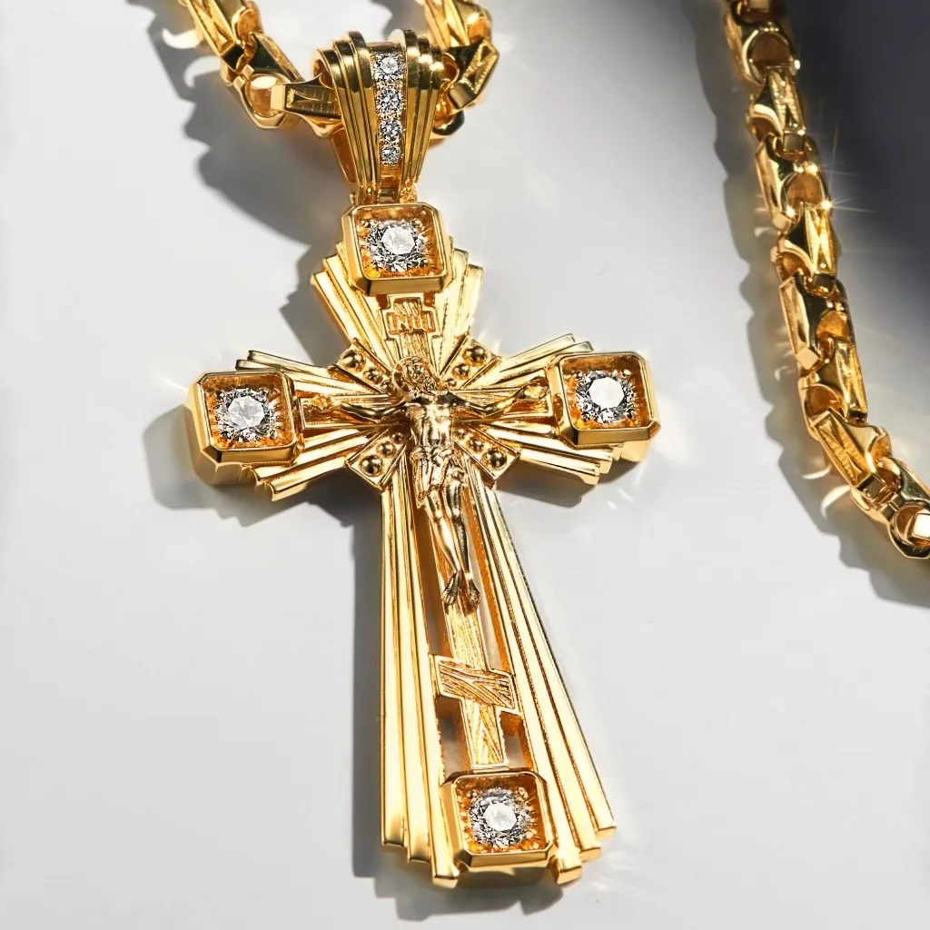 Православный нательный золотой крест с бриллиантами