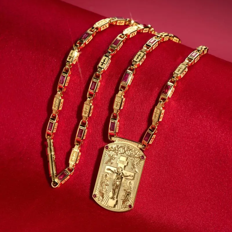 Нательная иконка жетон из красного золота с рубинами