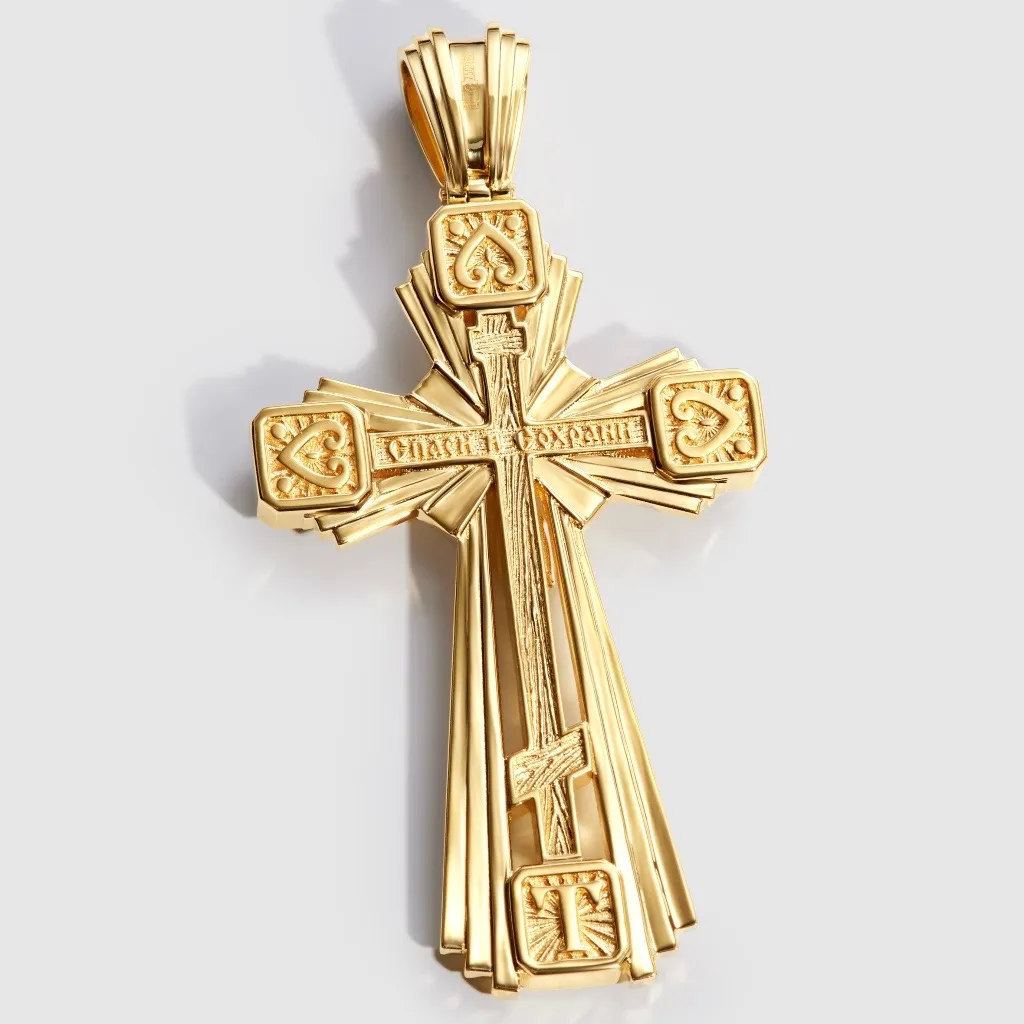Православный нательный золотой крест с бриллиантами