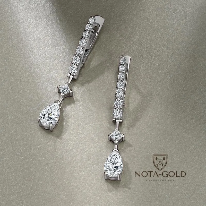 Cерьги из белого золота с бриллиантами