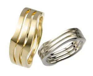 Волнообразные необычные обручальные кольца на заказ (Вес пары: 14 гр.)