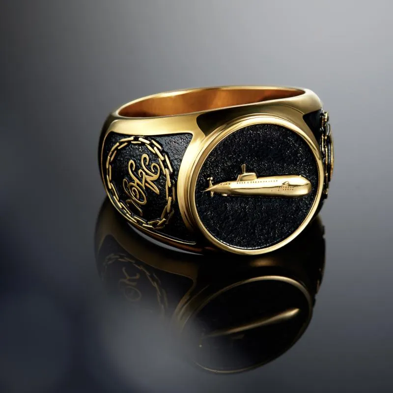 Печатка с инициалами и символами ВМФ из желтого золота