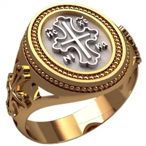 Печатка с овальной площадкой крестами и православной символикой 3308 (Вес: 7,6 гр.)