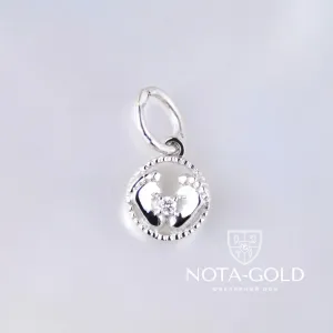 Серебряная подвеска с бриллиантом и ножками (Вес: 0,9 гр.)