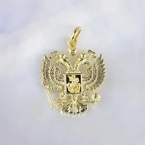 Кулон-подвеска с гербом России двуглавый орёл из жёлтого золота (Вес: 6 гр.)