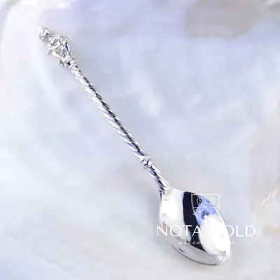 Серебряная ложечка на первый зуб с ангелом (Вес 16,5 г.)