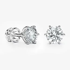 Женские серьги пусеты гвоздики с искусствеными бриллиантами 0,65ct 5,7мм на шести крапанах (Вес 1,5 гр.)