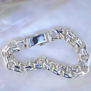 Серебряный большой мужской браслет плетение Бисмарк с замком на застежке (Вес 86 гр.)