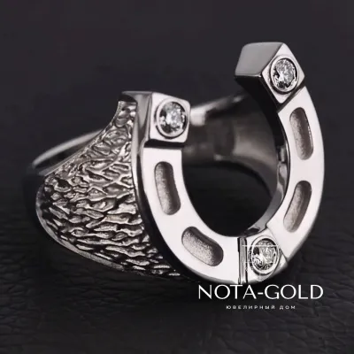 Печатка подкова из платины с бриллиантами (Вес: 21,5 гр.)