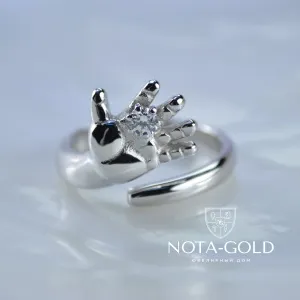 Серебряное кольцо ручка ребёнка серебро 925 пробы вставка фианит (Вес: 5 гр.)