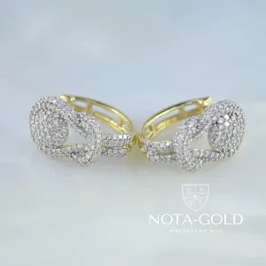Серьги из золота жёлтого золота с россыпью бриллиантов (Вес: 4 гр.)