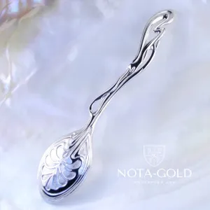 Серебряная ложечка с узором в подарок на первый зуб (Вес 27 г.)