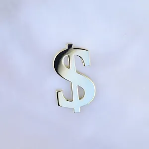 Подарочный значок в виде доллара $ из жёлтого золота на заказ