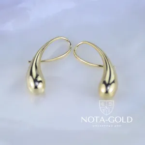 Серьги в виде капли из жёлтого золота (Вес 6,5 гр.)