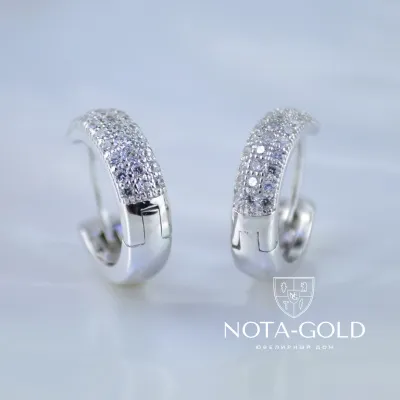 Серьги из белого золота с бриллиантами (Вес: 8 гр.)