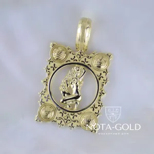 Кулон подвеска знак зодиака Дева из жёлтого золота (Вес: 14,5 гр.)