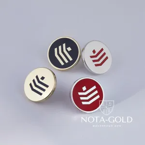 Золотые разноцветные значки с корпоративным логотипом (Вес 3 гр.)