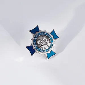 Нагрудный значок орден из металла с цветной эмалью с портретами и гравировкой