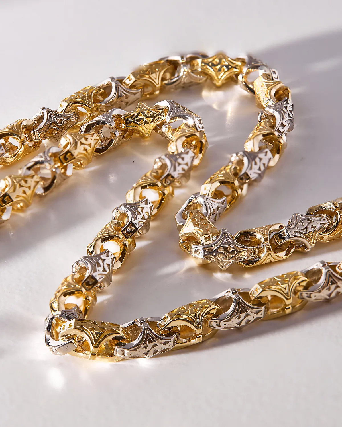 Цепочка из желтого и белого золота плетения Краб