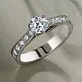 Кольцо из белого золота с бриллиантом 0,7ct и дорожкой бриллиантов (Вес 3,4 гр. )
