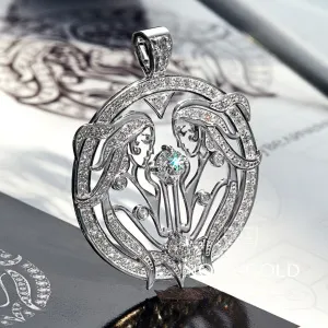 Подвеска Близнецы из платины с бриллиантами (Вес 13 гр.)