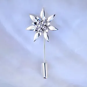 Брошь-значок в виде цветка на иголке из белого золота (Вес: 10 гр.)
