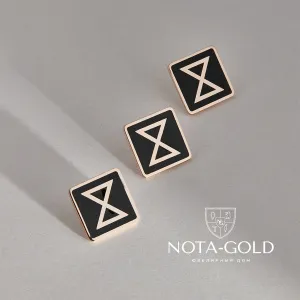 Корпоративные значки с логотипом из красного золота с чёрной эмалью (Вес: 2,8 гр.)